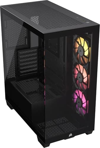 CORSAIR iCUE LINK 3500X RGB Mid-Tower ATX Case per PC - Vetro Panoramico Temperato - Compatibile con Scheda Madre a Connessione Inversa - 3x Ventole CORSAIR RX120 RGB Incluse - Nero