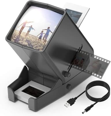 DIGITNOW! Visualizzatore di diapositive e pellicole da 35 mm, visualizzazione illuminata a LED con ingrandimento 3X, alimentazione USB/funzionamento a batteria, per negativi di diapositive da 35 mm