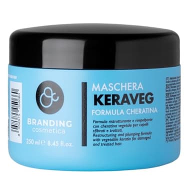 BRANDING COSMETICA Maschera Cheratina Bio Vegetale KeraVeg Ristrutturante Riparatrice Capelli Sfibrati Fragili Trattati Crespi 250 ml