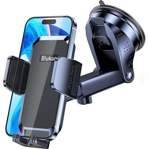 Blukar Porta Cellulare Auto, Upgrated Forte Aspirazione Supporto Porta Telefono Auto Universale per Parabrezza e Cruscotto, Accessori Automobili Compatibile con iPhone 16 Pro Max/16 Pro/16/15/14/13