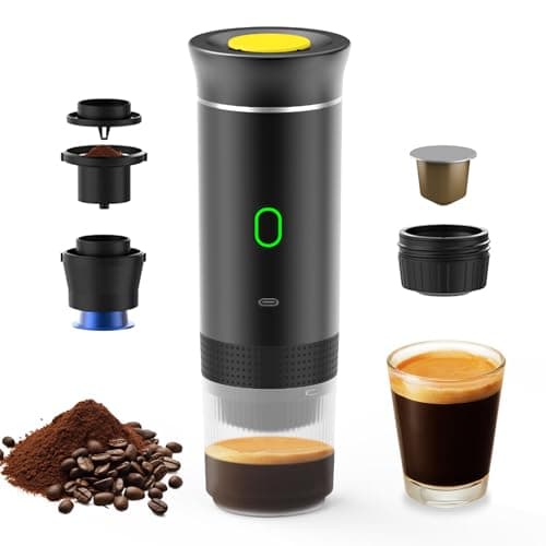 Irishom 3 in 1 Macchina per Il caffè elettrica Portatile, Mini Funziona con Capsule e caffè macinato, 15 Bar & Freddo e riscaldante per Auto, casa, Viaggio