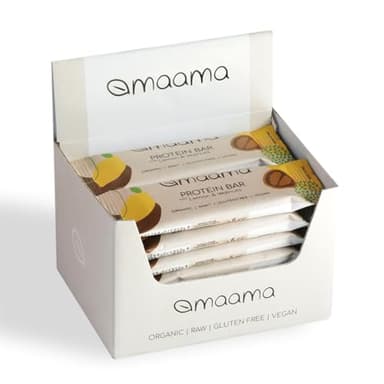 MAAMA, Barrette Proteiche al Limone e Noci Bio, Vegan, Senza Zuccheri Aggiunti e Senza Glutine - Confezione da 14 barrette da 35g ciascuna