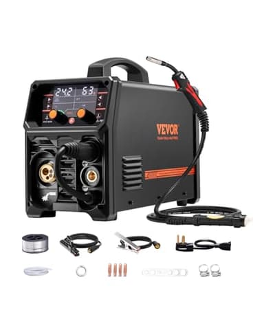 VEVOR Macchina Saldatrice MIG Corrente Uscita 200 A, Saldatrice MIG Sinergica Multiprocesso Portatile Saldatrice MIG Senza Gas Gas MMA Lift TIG 4 in 1 con Tecnologia Inverter IGBT, Schermo LCD