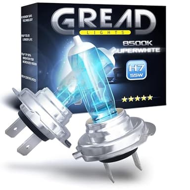 Gread - 2x Lampade alogene H7 - super bianco - 8500k 55W E-Mark - Xenon Optik