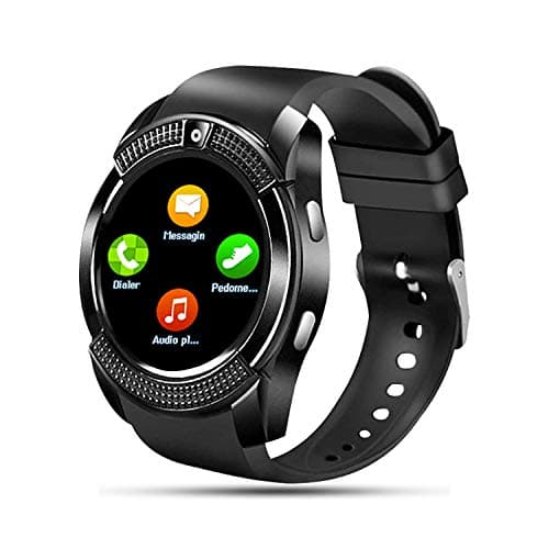 Tipmant Smartwatch Orologio Fitness Uomo Donna Bambini Smart Watch con SIM Card Slot Fotocamera Contapassi Cronometro Fitness Tracker Orologio Telefono per Samsung Huawei Xiaomi Android (NeroA)