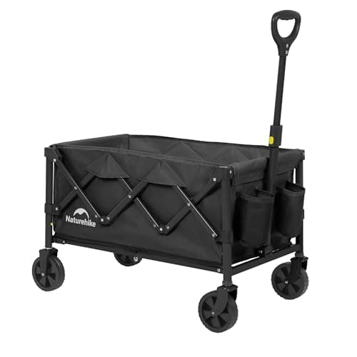Naturehike Carrello da giardino pieghevole, carrello porta attrezzi da spiaggia adatto a tutti i terreni, con pneumatici larghi girevoli a 360 gradi, portata 120 kg, adatto per campeggio, parco picnic