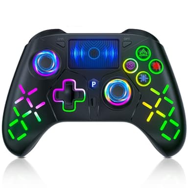 Lapezei Controller wireless per controller di gioco PS-4/PS-3 Joystick con sensore touchpad e 3,5 mm audio femmina/turbo/6 assi, compatibile con PS-4/Pro/Slim/PC Windows 7/8/10/11 -Nero