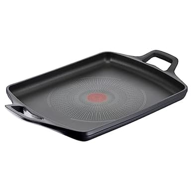 Lagostina Aroma Piastra Grill Antiaderente in Alluminio Pressofuso 26x32 cm, Induzione, Gas e Forno con Indicatore Cottura Thermo-Signal e Rivestimento Titanium Per Mantenere il Calore