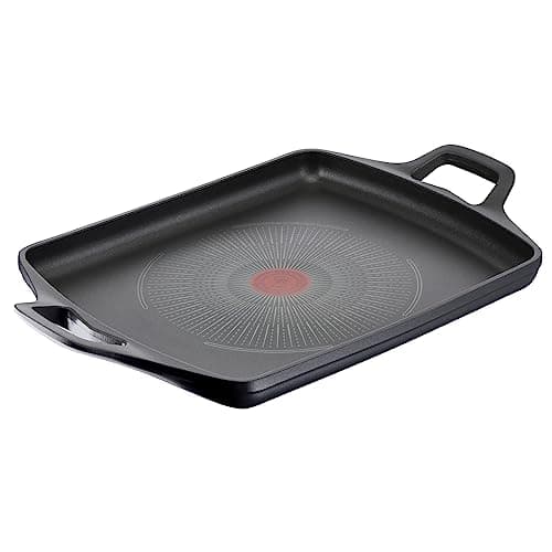 Lagostina Aroma Piastra Grill Antiaderente in Alluminio Pressofuso 26x32 cm, Induzione, Gas e Forno con Indicatore Cottura Thermo-Signal e Rivestimento Titanium Per Mantenere il Calore