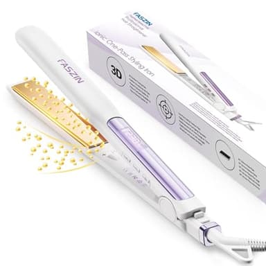 Faszin Piastra Capelli Professionale 2-In-1, Piastre Ioniche di Titanio, Riscaldamento In Soli 20 Secondi, Display LCD Chiaro, Ideale Per Capelli Lisci, Ricci e Mossi