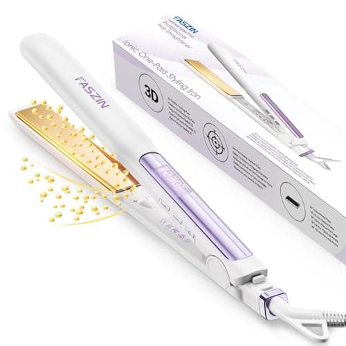 Faszin Piastra Capelli Professionale 2-In-1, Piastre Ioniche di Titanio, Riscaldamento In Soli 20 Secondi, Display LCD Chiaro, Ideale Per Capelli Lisci, Ricci e Mossi