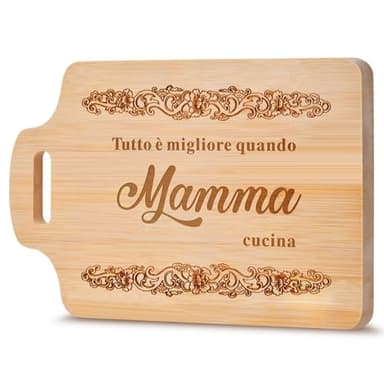 Regalo Festa della Mamma, Tagliere in Bambù Inciso Festa della Mamma Idee Regalo, Mamma Nonna Compleanno Natale Anniversario,Regali di Cucina per la Mamma,Regalo Buon Compleanno Donna