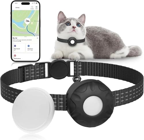ZITTZ Collare localizzatore per gatti, senza canone mensile (solo iOS), localizzatore di posizione per cani con fibbia elastica di sicurezza, etichetta Air Tracker inclusa, supporta solo Find My