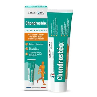 Chondrostéo+ Gel Riscaldante Muscoli per Massaggi, 100 ml, Oli Essenziali Gaultheria Procumbens, Incenso, Elemi, Non Unge, Non Appiccica, Pomata Muscoli, Crema Scaldamuscoli, Laboratoire des Granions