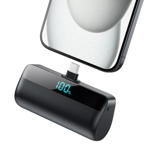 Feob Mini Power Bank per iPhone 16/15 Serie, 5200mAh USB C Caricatore Portatile Ultra-Compatto Batteria Esterna Powerbank con LED Display Compatibile con iPhone 16/15 Pro Samsung iPad Pro/Air etc-Nero