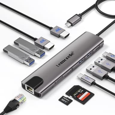 Alluminio Docking Station USB C Hub 2 HDMI 4K Ethernet Gigabit, 4 USB 3.0/2.0, USB-C 3.0, PD100W, SD TF, 1000M RJ45 Lan Doppio HDMI Dock Usbc Dual Monitor Multiporta Adattatore MacBook Lemorele 11in1