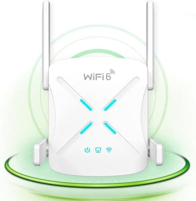 Ripetitore WiFi, AX1800 WiFi 6 Ripetitore WiFi Potente Dual Band 5GHz & 2.4GHz Amplificatore WiFi con Porta Gigabit Ethernet, WPS, Luce Segnaletica, 4 Antenne, Supporta Modalità Ripetitore/Router/AP