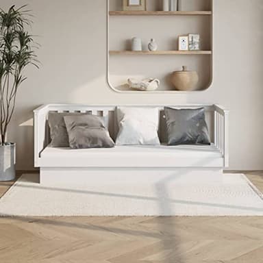 NITCA Divani Letto, Divano Letto Economico, Divano Letto Matrimoniale, Divano Letto Due Posti, Dormeuse Bianca 75x190 cm in Legno Massello di Pino