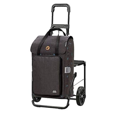 Andersen Shopper Komfort Acciaio Pieghevole con Ruota Ø 20 cm e 44 Litri Borsa Ivar con Tasca Isoterma Anthrazit