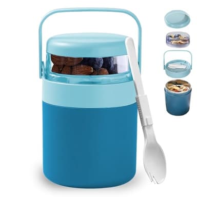 mengger Porta Yogurt Termico, Porta Yogurt Refrigerato Tazza per Cereali Tazza per Yogurt Con Cucchiaio Porta Yogurt Refrigerato Tazza per Cereali per Cereali Farina D'Avena Latte per Yogur
