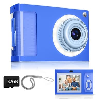 Macchina Fotografica Digitale, ARNSSIEN 1080P Vintage Fotocamera Digitale per Bambini, Schermo 2,4" con 16 Luci LED, Regalo Economico per Bambini più Grandi, Adolescenti, Studenti, Principianti.