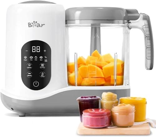 Bear Produttore aliment Cuocipappa Multifunzione,Mixer multifunzionale 7 in 1 per Bébé,Cottura e tritatura automatica,Funzione autopulente,Controllo touchscreen