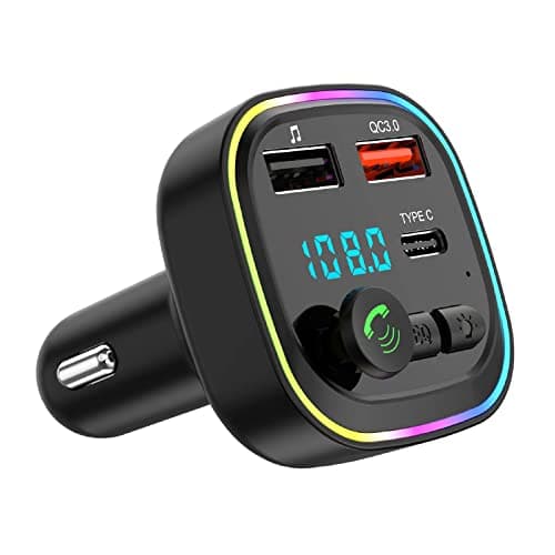 Trasmettitore Fm Bluetooth Auto,adattatore Radio,mp3 lettore musicale per auto,Chiamata Vivavoce,2 USB Port 5V/3A,Ricarica Rapida PD 20W,Tipo-C e QC3.0,Supporto TF Card/Chiavetta USB