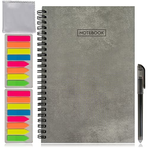 Taccuino digitale. Quaderno digitale intelligente con penna cancellabile, 2 pack di pennarelli e panno in microfibra. Smart notebook riutilizzabile. Block notes digitale formato A5.