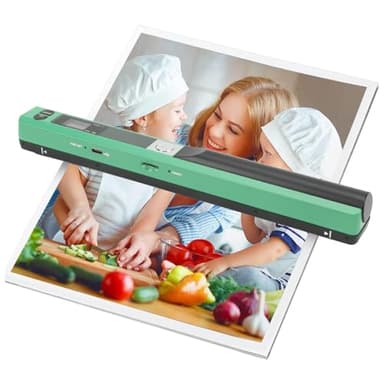 Scanner Portatile Scanner Fotografico da 900 DPI Scanner per Documenti A4 Portatile per Foto Aziendali, Ricevute, Libri, Selezione Formato JPEG/PDF (GREEN)