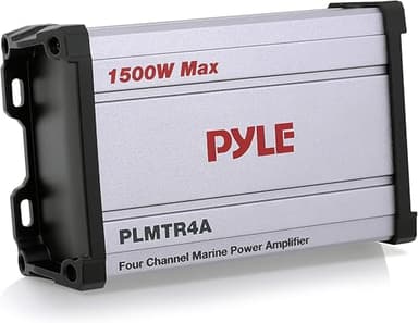 Pyle Amplificatore Audio Marino a 4 Canali, Subwoofer Impermeabile per Altoparlanti Stereo Barche, Potenza di 1500 Watt, Ingressi RCA, AUX e MP3