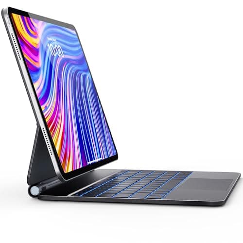 Earto Tastiera iPad Air 13 (M2 2024/M3 2025), Tastiera iPad Pro 12,9 (6/5/4/3 Gen), Magic Style Keyboard iPad Pro 12,9, Magnetico Galleggiante Design con Touchpad, 7 Colori di Retroilluminazione, Nero