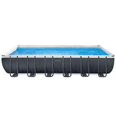 Intex 26364GN – Piscina Fuori Terra Ultra XTR Frame Rettangolare, Pompa Filtro 7900 L/h, Scaletta, Telo Base e Copertura, 31805 L, Acciaio e PVC, Grigio, 732x366x132 cm