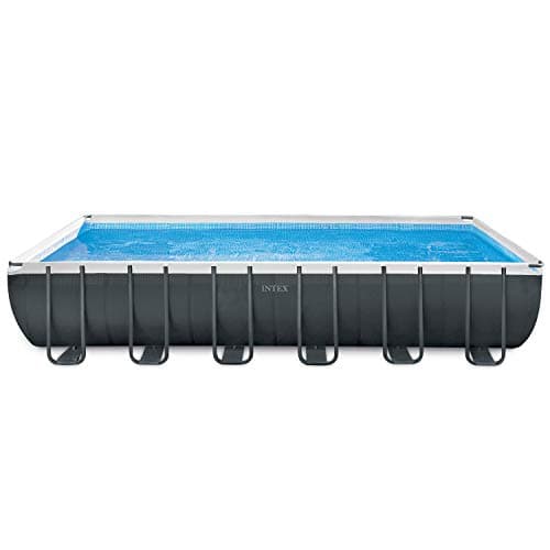 Intex 26364GN – Piscina Fuori Terra Ultra XTR Frame Rettangolare, Pompa Filtro 7900 L/h, Scaletta, Telo Base e Copertura, 31805 L, Acciaio e PVC, Grigio, 732x366x132 cm