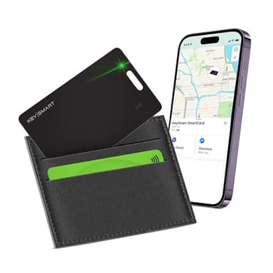 KEYSMART SmartCard Carta Tracker GPS Portafoglio, Ricaricabile e Riutilizzabile, Versatile Foro per Portachiavi, Compatibile Apple Dov’è, Localizzatore GPS per Valigia, Borsellino, Passaporto