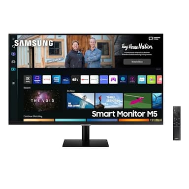 Samsung Smart Monitor M5, Flat 27'', 1920x1080 (Full HD), Smart TV (Amazon Video, Netflix), Airplay, Mirroring, Office 365, Wireless Dex, Casse Integrate, IoT Hub, WiFi, HDMI