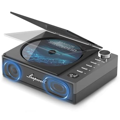 Lettore CD Portatile, Leapwell Lettore CD con Bluetooth Altoparlanti HiFi All'interno, Lettore CD Retrò Audio Compatto Ricaricabile con Radio per Cuffie Supporta AUX USB Ottico Nero