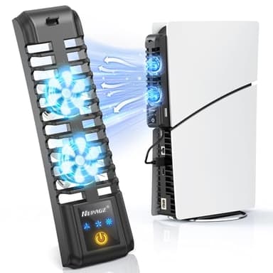 Nepagz Ventola di Raffreddamento per PS5 Slim 2023, 2 Ventole Silenziose Aggiornate con USB Esterno per Edizioni su Disco e Digital, per Supporto PS5 Slim e Accessori PS5, Nero