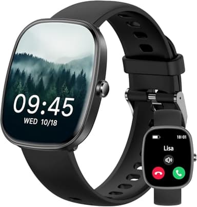 Smartwatch Uomo Donna (Rispondi/Effettua Chiamate), 1.83" Orologio Smartwatch con Contapassi/Sonno/SpO2/Cardiofrequenzimetro, 100+ Modalità Sportive, IP68 Impermeabile Fitness Tracker per iOS Android