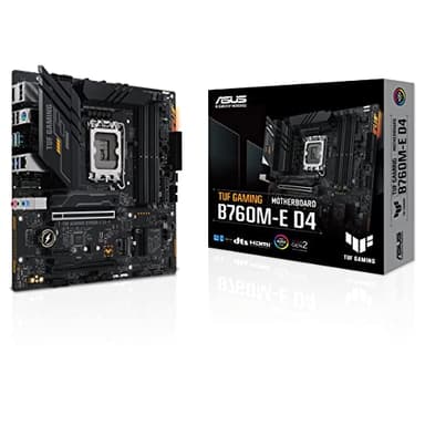 ASUS TUF Gaming B760M-E D4 Scheda madre Intel B760, LGA 1700, mATX, DDR4, PCIe 5.0, 2 slot M.2, WiFi 6E, USB 3.2 Gen 2, Type-C, Nero