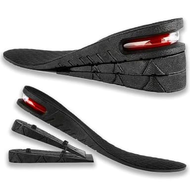 Solette Rialzate Regolabili per Scarpe con Cuscino d’Aria e Plantare Resistente | Alza Statura Regolabile +3 +5 +7 cm