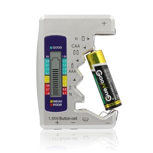 Kytpyi Tester Pile, Tester Batterie Stilo, Digitale Tester Batterie con Display LCD senza Carica, Piccola Famiglia Tester per Batterie per Batterie 1,5V(AA AAA C D N Batteria Bottone), 9V, 6F22