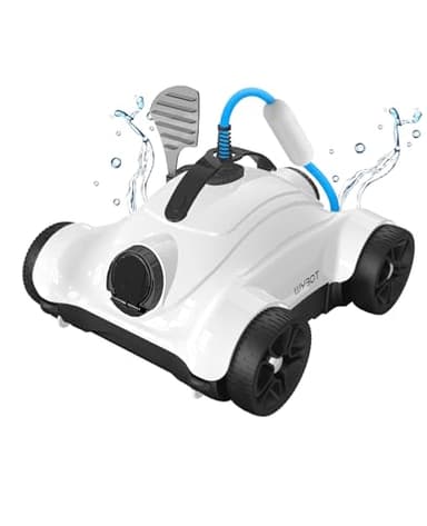 WYBOT Grampus 400 Robot Piscina, 150W di Potenza Aspirante, Doppi Motori, Funzione Timer, Angolo di Uscita dell'Acqua Regolabile, Ideale per Piscine Fuori Terra/Interrate con Fondo Piatto.