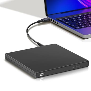 YAODHAOD Unità CD DVD esterna, USB 2.0 portatile, lettore CD RW, lettore DVD per computer portatile, PC desktop Mac, Windows 11/10/8/7, Mac, Linux OS