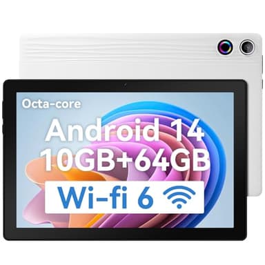 Freeski Tablet 10 Pollici, Android 14 Tablet, Octa-Core, 10GB RAM+64GB ROM(1TB TF)，WIFI 6, Bluetooth 5.0, Widevine L1, 5MP+8MP, Type-C/5000mAh/Tablet Pc (Bianco)
