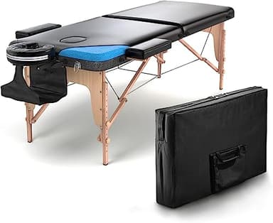 FENIXSHOP24 LETTINO MASSAGGIO PROFESSIONALE 2 ZONE - LETTINO MASSAGGI,LETTINO ESTETISTA FISIOTERAPIA,TATTOO, IN LEGNO PORTATILE RICHIUDIBILE COD-04 (NERO)