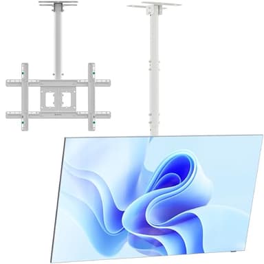 ONKRON Braccio per TV da 32 a 80 pollici - Supporto TV Soffitto con Peso fino a 68 kg - Porta TV da Soffitto con Altezza Regolabile e max VESA 600x400 mm/Porta TV Girevole e Inclinabile N1L-W Bianco