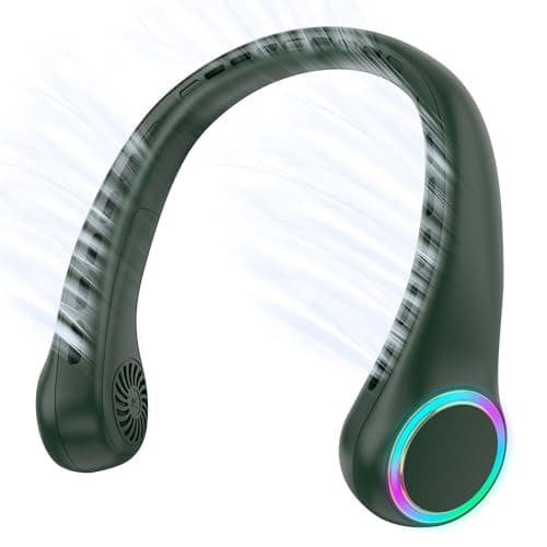 ITSHINY Ventilatore da collo senza pale, ventilatore portatile da collo, ventilatore da collo da 4000 mAh, mini ventilatore da collo personale ricaricabile con luce LED a 3 velocità, per donne,
