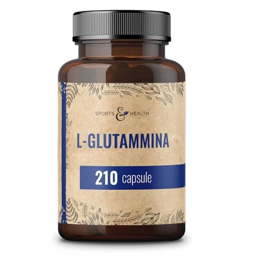 Capsule di L-Glutammina - 210 capsule - 750 mg di pura L-Glutammina per dose giornaliera - Aminoacido di alta qualità - Senza additivi - L Glutammina - Vegano