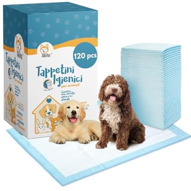 Akitaink - 120 Traverse per Animali Super Assorbenti - Dimensioni 60x90 cm - Tappetini Igienici per Cani e Gatti Multiuso (120 pz 60X90 cm)