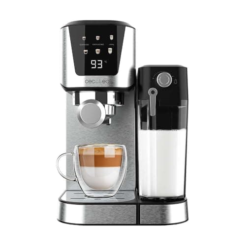 Cecotec Macchina da Caffè Semiautomatica Power Espresso 20 Cream. 1350W, Semiautomatica, 20 Bar, Thermoblock, Serbatoio Latte 700ml, Serbatoio Acqua 1L, Sistema Force Aroma
